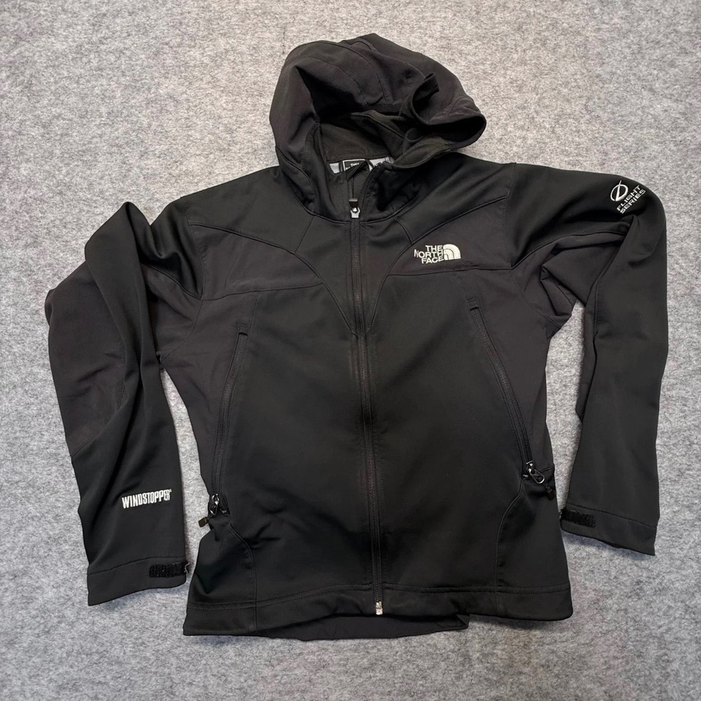 The North Face Hooded Jacket Womens S Flight Series Windstopper Polyester Black
